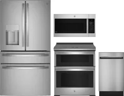 4 Piece Package Includes Refrigerator, Range, Microwave And Dishwasher